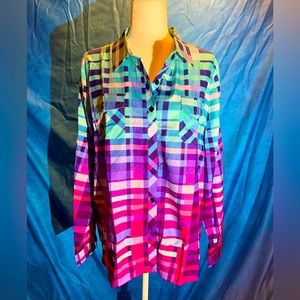 Women’s XXL plaid rayon blend blouse